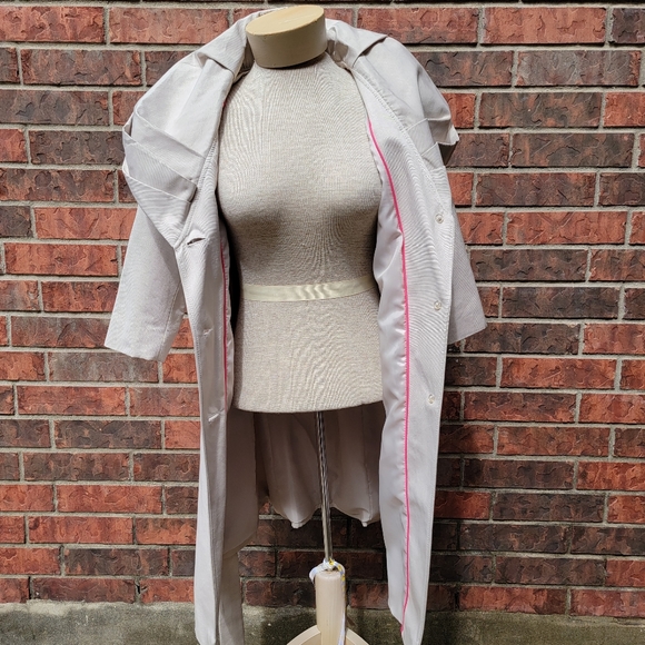 T TAHARI Callie Beige Belted Shawl Collar Trench Blazer Coat Sz Small - Picture 5 of 15